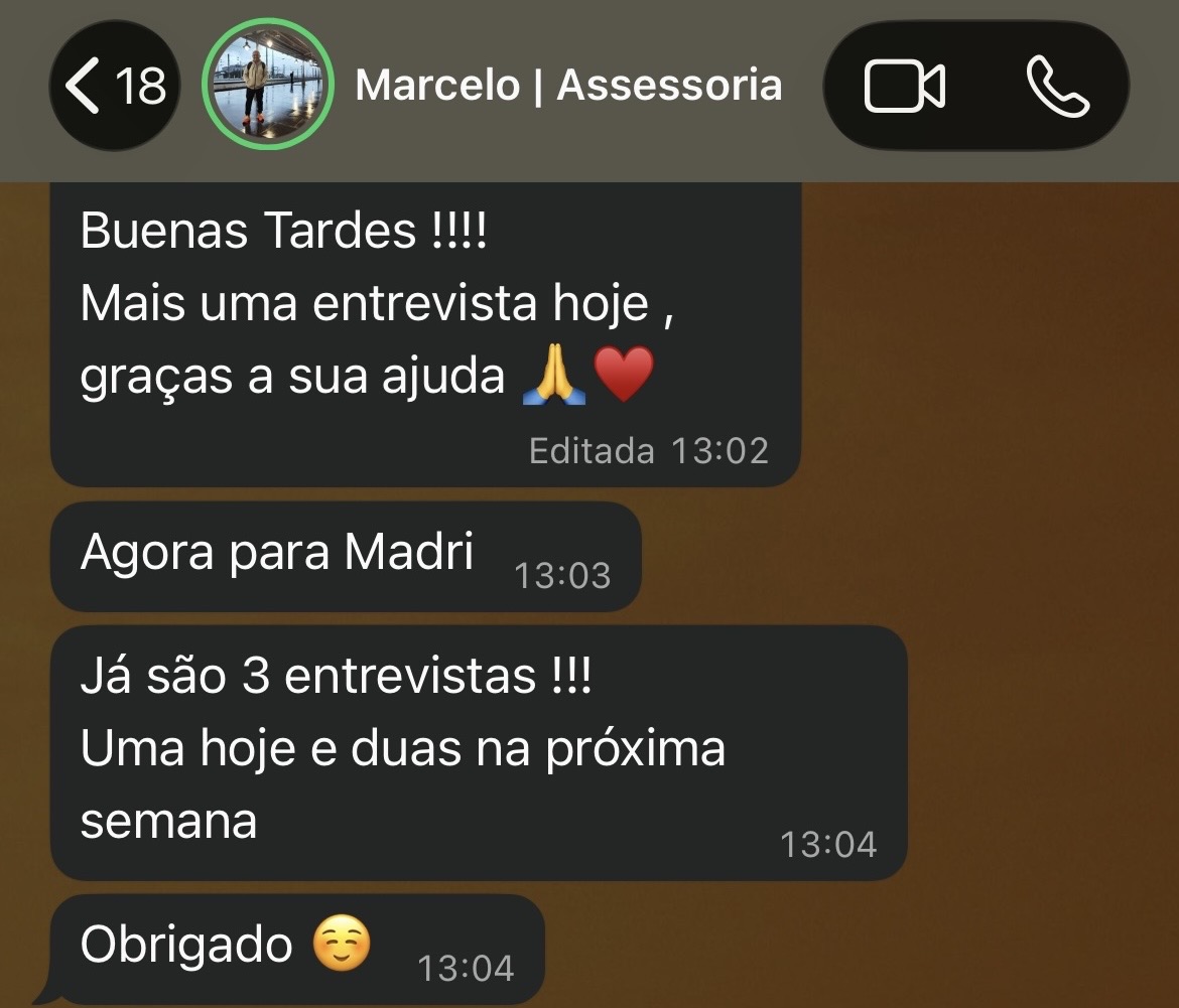 Depoimento real de cliente 7 sobre a assessoria de imigração para a Espanha