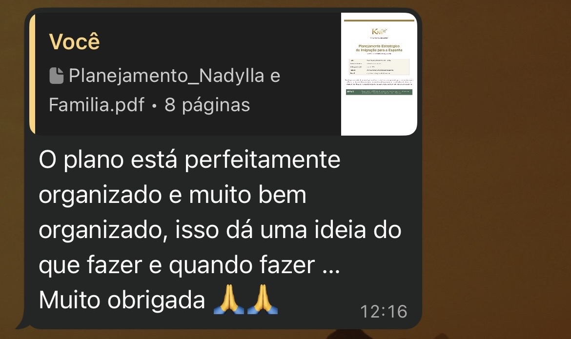 Depoimento real de cliente 5 sobre a assessoria de imigração para a Espanha